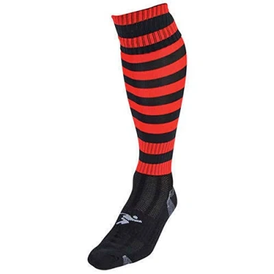 Image of Precision mens football/rugby/hockey pro socks black red hoops, K REY 710MBS