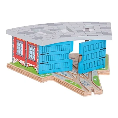 Image of Bigjigs Rail Triple Engine Wooden Shed, Toys, Small Shed For Toy Trains, Train Set, Track Accessories, Accessories