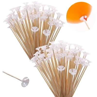 Image of Toyland® Pack of 200 32cm (12.5&quot;) Bamboo Balloon Sticks &amp; Cups Eco friendly, Reusable Recyclable Celebration Party Decoration