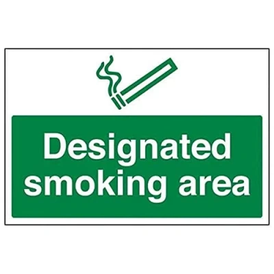Image of V Safety 57041BA S Designated Smoking Area Prohibition Sign Landscape 300mm x 200mm Self Adhesive Vinyl, Green