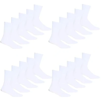 Image of 20 Pairs Mens Sports Socks 80% Cotton Rich Shoe Size 6 11 (WHITE)