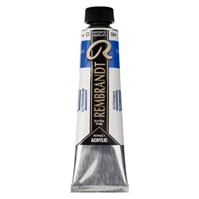 Image of Talens Rembrandt Acrylic Colors Tube 40ml Ultramarine Blue 504 (18055042), Blueberry, Extra Grande