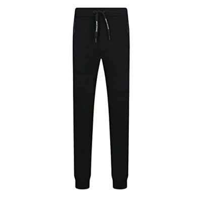 Image of Armani Exchange Men&#039;s Cotton Interlock Jogger with Vertical Logo Tape Sweatpants, Black, S