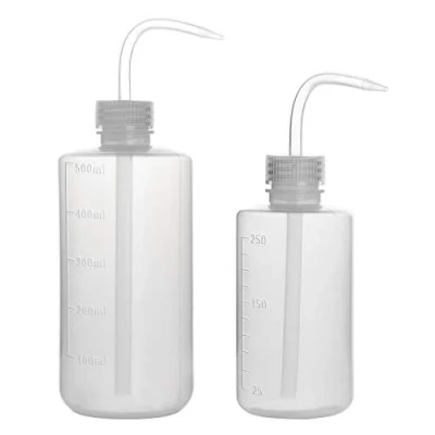 Image of stonylab Chemical Wash Bottle, 2 Pack Plastic Safety Lab Squeeze LDPE with Narrow Mouth, 250 ml (8.5 oz) and 500 (17