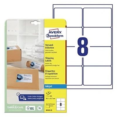 Image of Avery Zweckform J8165 25 Address Labels 99.1 x 67.7 mm for C4/C5 Envelopes