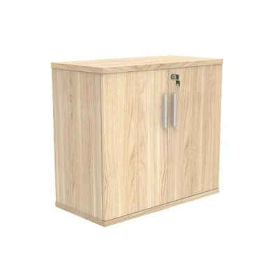 Image of Office Hippo Essentials Heavy Duty Storage Cupboard With Adjustable Shelving, Featuring 2 Lockable Doors, Suitable For Commercial Office, Home And Classroom, Canadian Oak, 40D x 80W 73Hcm.