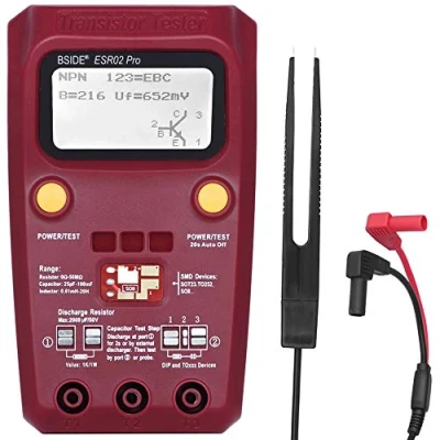 Image of BSIDE ESR02 PRO Transistor Tester SMD Components Checker Mega328 NPN/PNP Diode Resistor Inductor Capacitance ESR Meter with Tweezers