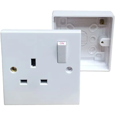 Image of Mr. Gadget Solutions® New Single Wall Socket &amp; Back Box Pattress 1 Gang 13A Switched
