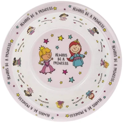 Image of The Leonardo Collection LP42500 Always be a Princess Pink Melamine Plastic Childrens Bowl 16.5cm, Multi Color