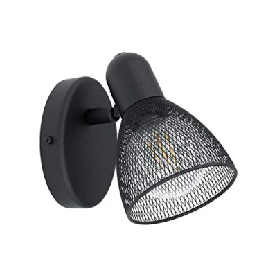 Image of EGLO Carovigno wall spotlight, height 10.5 cm, black, steel