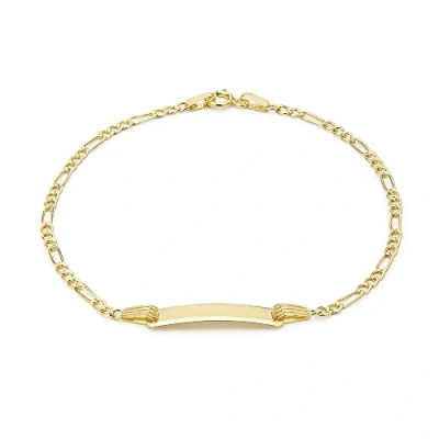 Image of Carissima Gold 9ct Yellow Children&#039;s Semi Hollow Figaro ID Bracelet of 16cm/6.25&quot;
