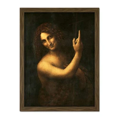 Image of Artery8 Leonardo Da Vinci Saint John The Baptist Panting Artwork Framed Wall Art Print 18X24 Inch