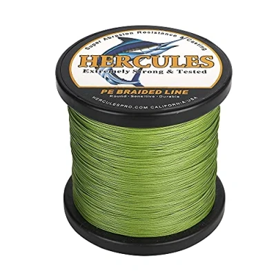 Image of HERCULES Braided Fishing Line 12 Strands, 100 2000m 109 2196 Yards Braid Fish Line, 10lbs 420lbs Test PE Lines for Saltwater Freshwater Army Green, 30lbs, 500m