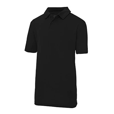 Image of Just Cool Kids Unisex Sports Polo Plain Shirt (9 11) (Jet Black)