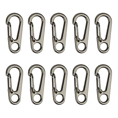 Image of Temlum 3.3 cm Tiny SF Aluminum Carabiner Clip Mini Carabiners Set Spring Snap Keyring Hook for Camping Traveling Hiking Keychains Outdoor White(10pcs)