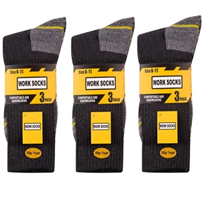 Image of WORK Socks Men&#039;s Thick Heavy Duty Reinforced Heel Sizes 6 11 Asstd 9 Pairs