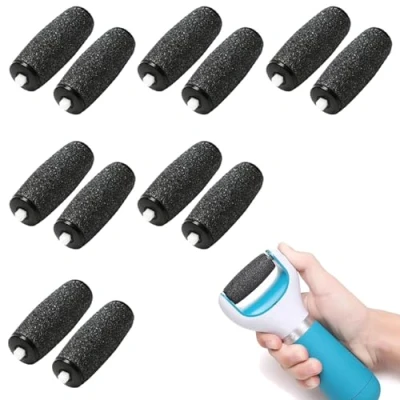 Image of 12 Pcs Foot File Replacement Rollers, Extra Coarse Refill Rollers for Scholl Velvet Smooth, Pedi Electric Heads Pedicure Hard Skin Remover (Black)