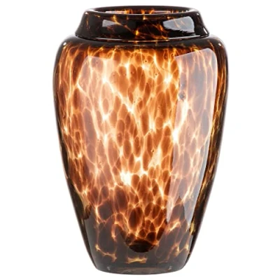 Image of GILDE GLAS art Brown Design Glass Vase Decorative Living Room Autumn Winter Gift for Women Christmas Birthday Made of Dyed Height 26 cm