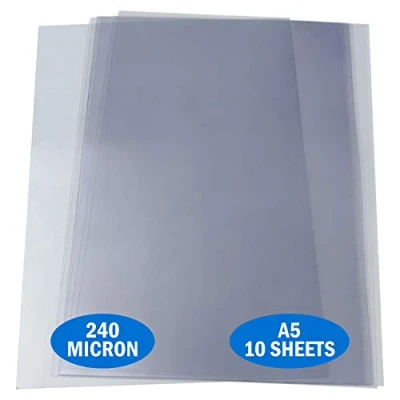 Image of Essential Arts A5 Clear Acetate 240 Micron Pack of 10 Sheets. Extra Thick PVC Binding Cover Ideal for Etching, Craft, Stencils Picture Frames and Gifts 148x210mm