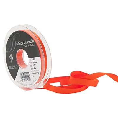 Image of Berisfords Double FACE Poly Satin Ribbon, Flame, 10 mm