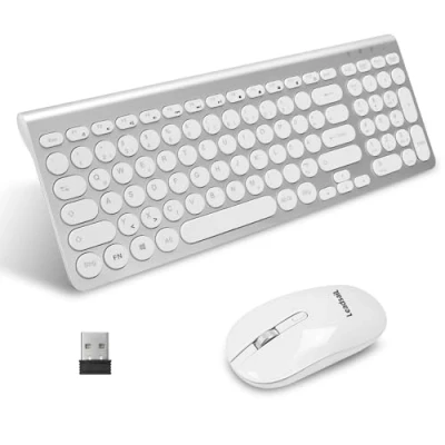 Image of LeadsaiL, Wireless Keyboard Mouse Set, Ergonomic and Keyboard, PC Mouse, German QWERTZ Layout, Quiet Buttons, MacOS PC, Laptop, Silver