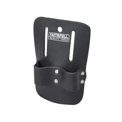 Image of Faithfull Black Leather Double Loop Scaffold Spanner Holder for Tool Belt