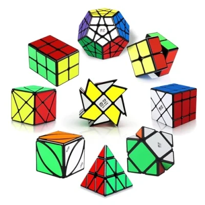 Image of ROXENDA Speed Cube Set, 2X2 3X3 2X3 Skewb Axis Windmill Fisher Dodecahedron Pyramid Ivy Cubes Smooth Fast Puzzles Collection, 10 Pack