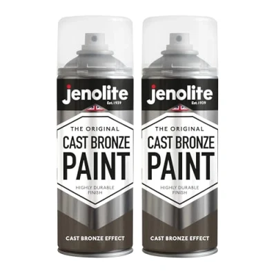 Image of JENOLITE Cast Bronze Spray Paint 2 x 400ml Textured Effect Realistic Multi Surface Ideal For DIY Projects, Crafting, Ornaments, &amp; Much More