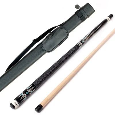 Image of Riley Centurion American Pool Cue with Linen Wrapped Grip Section 58 (147cm) 13mm tip Joint Protectors and Hard Case (X2C)