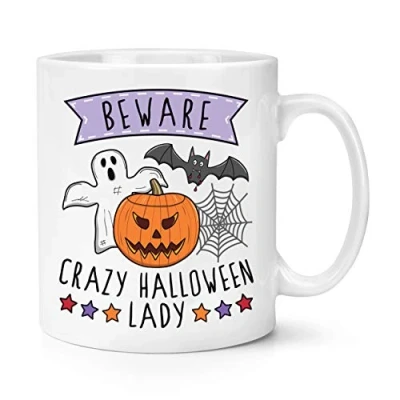 Image of Beware Crazy Halloween Lady 10oz Mug Cup