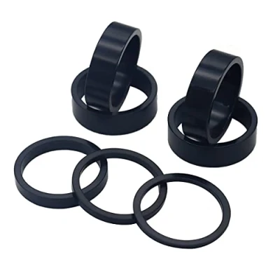 Image of PLATT 7PCS Bike Headset Spacer 1 1/8&quot; Aluminium Alloy MTB Road Stem 2/3/5 /10mm (Black) (Black 7PCS)