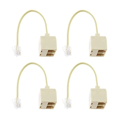 Image of YINETTECH 4Pcs Two Way Telephone Splitters Male to Female Converter Cable RJ11 6P4C Line Splitter for Landline