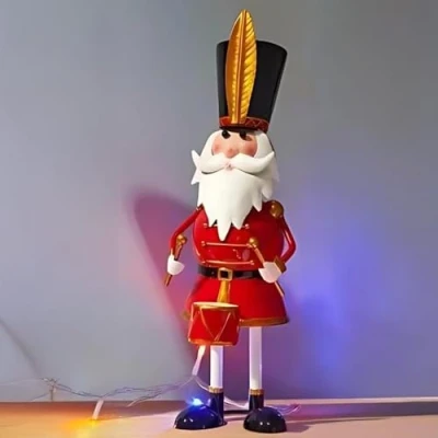 Image of Marco Paul Christmas Snowman Santa Reindeer Figurine Winter Decorations Xmas Novelty Metal Decoration Hand Painted, Cracker Stocking Filler (metal santa)
