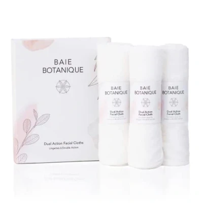 Image of Baie Botanique Dual Action Facial Cloth, Luxury Cotton Muslin and Bamboo Ultra Soft Terry 100% Natural (Set of 3)