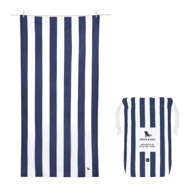 Image of Dock &amp; Bay Beach Towel Quick Dry, Sand Free Compact, Lightweight 100% Recycled Includes Bag Cabana Whitsunday Blue Large (160x90cm, 63x35)