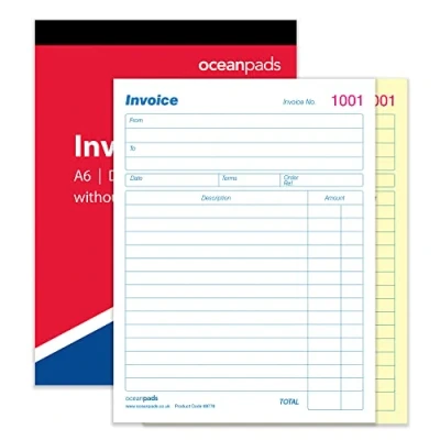 Image of Ocean Pads Small Invoice Book Duplicate Without VAT, A6 105 x 148mm, 2 Part Carbonless (70253)