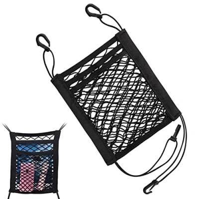 Image of Car Storage Net, Elastic Net Pocket, Seat Organiser, Stretchable for Seat, Driver Netting Pouch, Barrier of Backseat Pet Kids