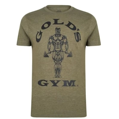Image of Gold&#039;s Gym Mens Ggtop009 Hooded Long Sleeve Top T Shirt, Army Green Marl, S EU