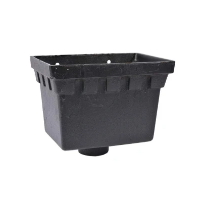 Image of Saint Gobain Classical Cast Iron Downpipe Rainwater Castellated Head 100mm Black Pam Building Products