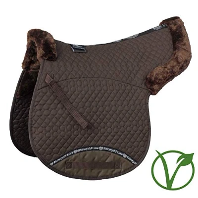 Image of Rhinegold Luxe Faux Fur Cotton Quilted Numnah Brown/Brown Cob