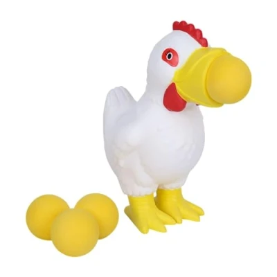 Image of Zing Popper Toy Launches Foam Balls Up to 20 Feet Fun Indoor and Outdoor Game for Kids Includes 4 (White Chicken)