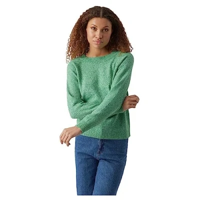 Image of VERO MODA Women&#039;s Vmdoffy LS O Neck Blouse Ga Noos Knitted Jumper, Bright Green, XS