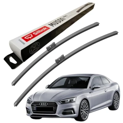 Image of Silbak Windscreen Wipers, fits for AUDI S5 COUPE (11/2007 01/2017) Front Wiper Blades, 600mm/500mm