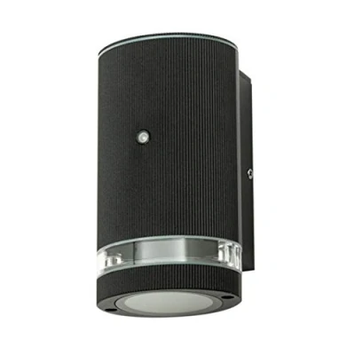 Image of LITECRAFT Holme Wall Light Up or Down Outdoor Oval Garden IP44 Fitting with Photocell Sensor Black