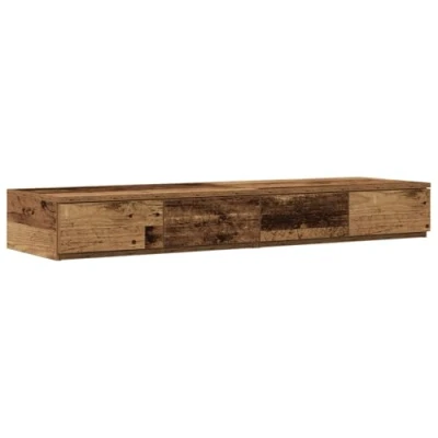 Image of vidaXL bedside table solid 120x36.5x16.5cm reclaimed wood storage in bedroom/living room rustic brown finish