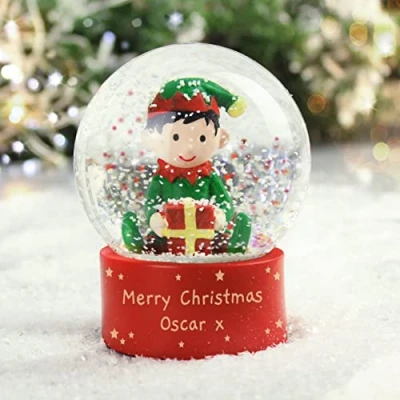 Image of Custom Personalised Elf Glitter Snow Globe