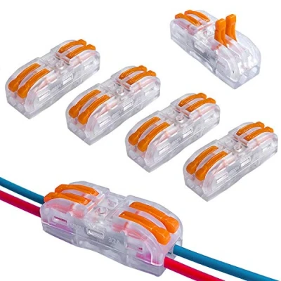 Image of QitinDasen 15Pcs Premium Lever Nut Wire Connectors, Bilateral 4 Hole Transparent Conductor Compact Quick Splicing Connector Cable Clamp Terminal Block Spring