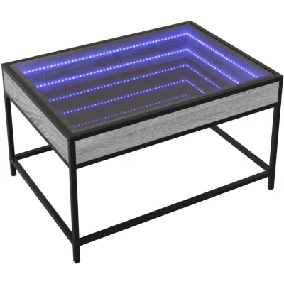 Image of vidaXL Coffee Table with Infinity LED Grey Sonoma 70x50x41 cm