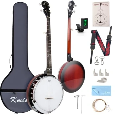 Image of Kmise Banjolele Concert Banjo Ukulele 5 String 23 inch Banjos with Gig Bag Tuner Pickup Multifunctional Strap Strings Picks Bridge Ruler Wrench (MI2953)
