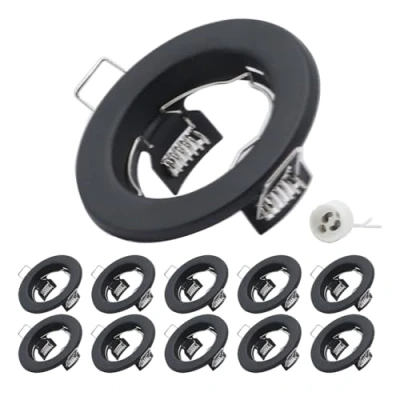Image of COOINJOY 10x Modern GU10 Downlights for Ceiling, Round Matt Black Metal Frame Recessed Ceiling Lights, External Dimensions: 80mm, Cut Out Hole Size:60 80 mm